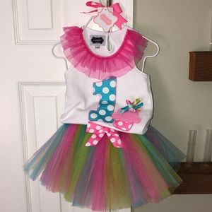 MudPie First Birthday Girl “One” outfit